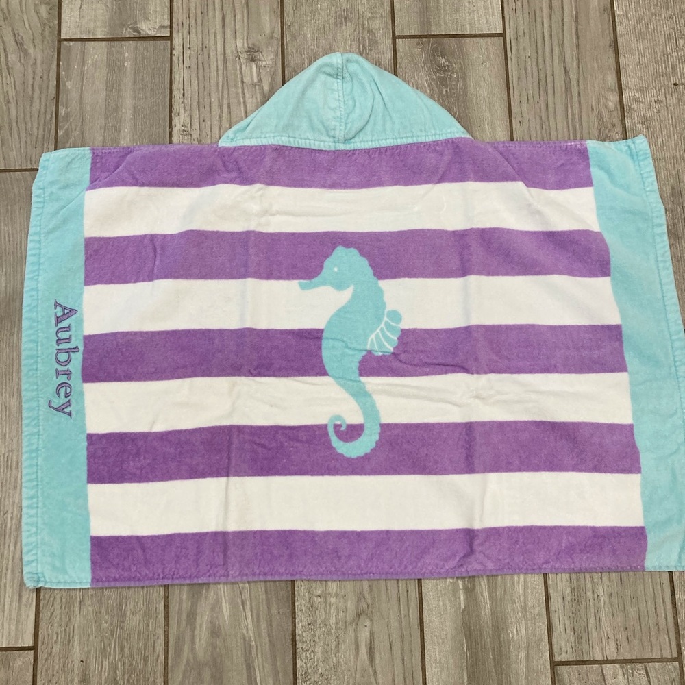 Seahorse Stripe Baby Beach Hooded Towel